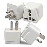 4 Pack Universal Adapter, Europe to US Plug Travel Adapters (White)