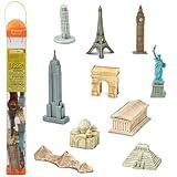 Safari Ltd. Around The World TOOB - 10 Figurines: Leaning Tower of Pisa, Eiffel Tower, Taj Mahal, Statue of Liberty, Giza Pyramids, & More - Educational Toy Figures For Boys, Girls & Kids Ages 3+