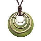 GelConnie Leather Necklace for Women Boho Long Necklaces Wooden Pendant Necklace Sweater Leather Necklace Circle Chunky Choker Necklaces