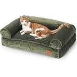 FUKUMARU Dog Couch Bed, Corduroy Cozy Cat Bed for Indoor Cats with Washable Cover, Supportive Waterproof Dog Beds Sofa for Small Dogs and Large Cats Cute, 28inch, Medium, Green