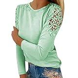 Labor Day Sales Deals Amaon Outlet Sales Clearance Today Warehouse Fall Shirts for Women 2024 Trendy Crew Neck Long Sleeves Blouses Tops Dressy Casual Lace Floral Shoulder Basic Shirt Green Warehouse
