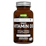 Daily Vitamin D3 2000iu, 50 mcg, Clean Label, 365 Small Tablets, 1-Year Supply, Vegetarian Cholecalciferol Vitamin D Supplement, Pure and Essential by Igennus