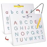 GAMENOTE Double Sided Magnetic Letter Board - 2 in 1 Alphabet Magnets Tracing Board for Toddlers ABC Letters Uppercase & Lowercase Practicing Learning Education Toys
