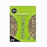 Wonderful Pistachios No Shells, Roasted & Salted Nuts, 24 Ounce Resealable Bag, Protein Snacks, Gluten Free, Healthy Snack