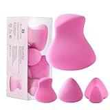 BEAUTYFACTOR Makeup Sponge Set 4 Pack,Latex-Free Beauty Sponge Blender for Liquid Cream Cosmetic,Ergonomically-shaped Makeup Sponges for Foundation (Pink)