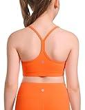 CRZ YOGA Butterluxe Girls Sports Bra - Spaghetti Strap Y Back Training Bras for Teens Racerback Yoga Bra Comfort Crop Top Neon Orange Large