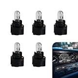 awlbed 5 PCS Car 12 V 1.2 W Dashboard Light Bulbs, 0.83" x 0.43" Durable T5 Small Bulbs, Car Light Bulb Replacement Parts, Universal for Car and Motorcycle Dashboard Lights (White #DB401)