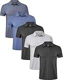 TELALEO 5 Pack Mens Polo Shirts Quick Dry Short Sleeve Golf T Shirt Performance Moisture Wicking Casual Workout M