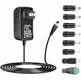 GuanTing Universal AC Adapter 12V 2A Power Supply Charger 24W AC110V to DC12V 2000mA 1500mA 1000mA 500mA Power Driver 8 DC Plug Tips 12 Volt Converter Inverter Transformer ac dc Adapter(DC12V~2A)
