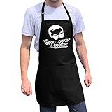 ApronMen - Aprons - Funny Men’s Grilling Aprons - Utility Pockets - One Size Fits Most - Adjustable Neck Strap - Machine Washable - Mr. Good Lookin' is Cookin'