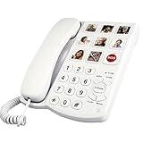 Big Button Phone for Seniors, 9 Pictured Big Buttons,Extra Loud Ringer,Wired Simple Basic Landline Telephone for Visually Impaired Old People with Large Easy Buttons, Emergency House Phones