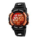 Dayllon Kids Digital Watch Boys Outdoor Sports 50M Waterproof Girls Watches Alarm Clock 12/24 H Stopwatch Calendar for Ages 3-15 Boy Girl Wristwatch Kids Gift - Orange