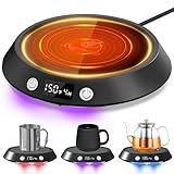 Kepwam Coffee Mug Warmer - 55W Electric Coffee Warmer for Desk 3 Temp Settings & 2-9 Timer Smart Cup Warmer for Desk Candle Warmer Plate with LED Lights Beverage Tea Milk Warmer for Home & Office