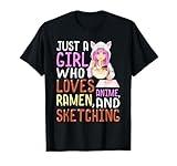 Girl Who Loves Anime Ramen and Sketching Kawaii Teen Girls T-Shirt