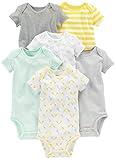 Simple Joys by Carter's Baby 6-Pack Short-Sleeve Bodysuit, Grey/Yellow, 3-6 Months