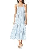 The Drop Women's Britt Tiered Maxi Tent Dress, Blue Bell Stripe, L