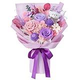 Polylove Mother Day Gift Flowers for Delivery Prime Forever Flowers Bouquet with Bear Flower Gift for Wife Women Birthday
