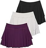 3 Pack Womens Skorts Skirt Mini Tennis Shorts Built in Underneath Golf Casual Athletic Yoga Workout Pockets High Waisted Active Sport Running Pickleball Pleated Summer Layered Gym Exercise Flowy