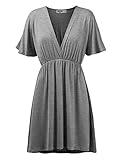 Lock and Love LL WDR 1338 Womens Short Sleeve Kimono Style Deep V-Neck Casual Summer Dress S-3XL Plus Size M HDG