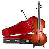 EASTROCK Miniature Violin Model, 9.8in Wooden Mini Violin with Stand, Black Leather Case - Dollhouse Accessory, Musical Instrument Decor Gift for Home Office