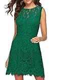 Floral Lace Dresses for Women Cocktail Special Occasions Sleeveless Summer Mini Ladies Bodycon Wedding Guest Dress 976 (Green, XL)