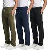 Real Essentials Men's Open Bottom Mens Sweatpant Men Tech Fleece Active Sports Sweat Sweats Athletic Training Pant Track Gym Running Casual Heavy Sweatpants Pockets Pants - Set 7, XL, Pack of 3