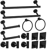 14-Pieces Matte Black Bathroom Accessories Set, Stainless Steel Bathroom Hardware Set, Bath Towel Bar Set, Towel Racks for Bathroom Wall Mounted.