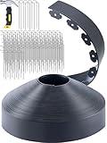 GROWNEER 4 in Tall, 200FT Landscape Edging, Rubberific Garden Edging Border with 180 Pcs Landscape Staples, 1PC Hammer, Garden Border for Landscaping Garden, Flower Beds, and Lawn, Black