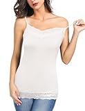 Women Spaghetti Strap Tank Tops Lace Camisoles Spandex Tank Tops for Women(3XL,Ivory)