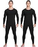 JZCreater 2Pack Thermal Underwear for Men, Mens Long Johns Thermal Underwear Set, Fleece Lined Base Layer for Cold Weather