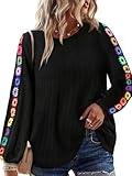 Halobelle Tops for Women Trendy Mexican Shirts Peasant Blouses Embroidered Long Sleeve Tunic Fall Bohemian Tops Boho Clothes(Black Large)