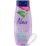 Nair Body Cream Hair Remover, Soothing Aloe and Water Lily, Dermatologist Tested Body Hair Removal Cream, with Evolved Ingredients, 12 Oz