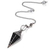 MAIBAOTA Pendulum Crystal, Natural Black Obsidian Crystal Pendulums for Dowsing, Spiritual Pointed Crystals for Witchcraft Supplies, Divination Tools