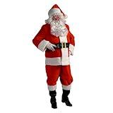 Costume SuperCenter 7 Piece Red and White Men Adult Popular Rental Quality Christmas Santa Suit - XXXL