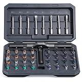 Bomivoi 42 in 1 Magnetic Screwdriver Set, DIY Ratchet Screwdriver Set, Multi Bit Magnetic Drive Set with Detachable Ratchet Handle, Portable Compact Repair Tool Kit for Furniture Computer Bicycle Gray