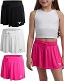 Reebok Girls Athletic Shorts - 3 Pack Lightweight Butterfly Shorts with Liner - Active Performance Flowy Shorts for Girls, Size 10, Fuchsia/White/Black