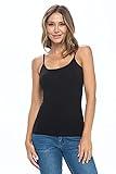 Natural Uniforms Women's Basic Camisole with Adjustable Spaghetti Strap Tank Top (Black, Large)