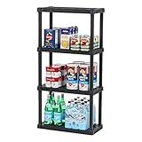 IRIS USA 4-Tier Heavy Duty Plastic Shelving Unit, 48" Tall - 40lbs per Shelf, Modular Garage Rack Storage Organizer for Home, Basement, Laundry & Utility Room, 12"D x 24"W x 48"H - Black