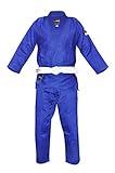 Fuji Single Weave Judo Gi Uniform With Size 0 White Belt - Kids & Adults Cotton Training Gi for Judo and Karate, Size 00, Blue