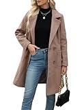 Bankeng Women Winter Wool Blend Camel Mid-Long Coat Notch Double-Breasted Lapel Jacket Outwear (Camel,M)