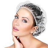 50PCS Disposable Shower Caps, Plastic Clear Thickening and Thick Waterproof Caps for Hair Treatment, Spa, Hotel and Hair Solon, Home Use,Portable Travel (Size 44CM)