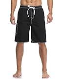Vocanbomor Men's Quick Dry Swim Trunks Board Shorts Swimwear Bathing Suits, 36, B24-black