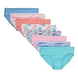 Hanes Girls Ultimate Underwear Pack, Organic Cotton For Kids’ (Colors May Vary) Hipster Panties, Pink Blue Solids & Patterns, 6 US