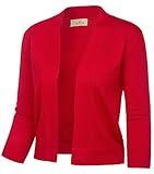 GRACE KARIN Women's 3/4 Sleeve Shrug Cardigan Red Christams Sweater for Halloween Costume (Red,XL)