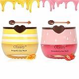 2 PCS Bee Lip Balm Lip Mask Honey Pot, Honey & Strawberry Lip Mask Propolis Moisturizing Lip Balm with Stick - Hydrating Prevention Dry and Cracked Lip Scrubs Exfoliato Lip Wrinkle Care