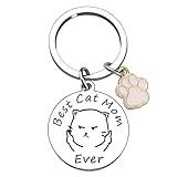 Cat Lover Gifts for Women Cat Stocking Stuffers for Mom Cat Gifts for Women Cat Keychain Best Cat Mom Gifts Cat Mom Keychain Mothers Day Birthday gift For Best Friend Animal Lover