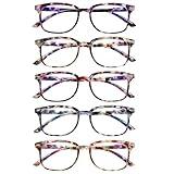 STASTEND 5 Pack Reading Glasses Blue Light Blocking for Women,Computer Readers with Spring Hinge (Multicolor-C2, 2, multiplier_x)