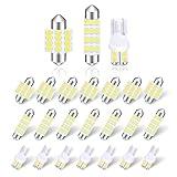 Damwot 24PCS Car LED Bulb, Car LED Lights Combination Bulb Kit, Used for Car Map Indoor Dome Trunk License Lights, Car Lights Interior Replacement Accessories (White)