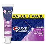 Crest 3D White Advanced Teeth Whitening Toothpaste, Crest 3D White Brilliance Toothpaste, Radiant Mint, 3.3 oz, Pack of 3