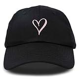 DALIX Hand Drawn Heart Hat Womens Embroidered Baseball Cap Black